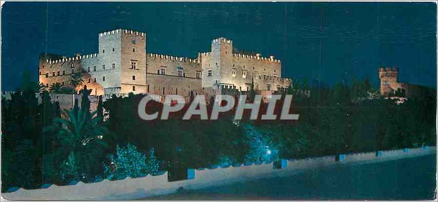 CPA Rhodes Le Palais des Chevaliers la nuit 