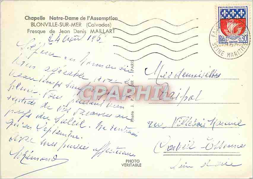 CPM Blonville sur Mer Calvados Fresque de Jean Denis Maillart  — Verso