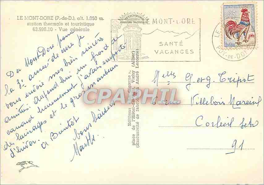 CPM Le Mont Dore P de D station thermale et touristique Vue generale  — Verso
