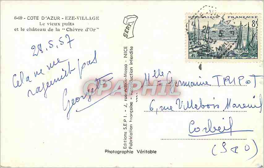 CPM Eze Village Le vieux puits et le chateau de la Chevre d'Or  — Rückseite