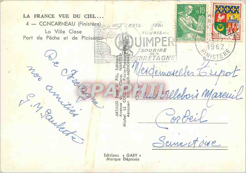 CPM Concarneau Finistere La Ville Close  — Rückseite