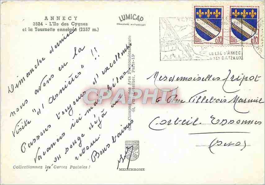 Lac d'Annecy — L'Île des Cygnes — éditeur IRIS — Rückseite