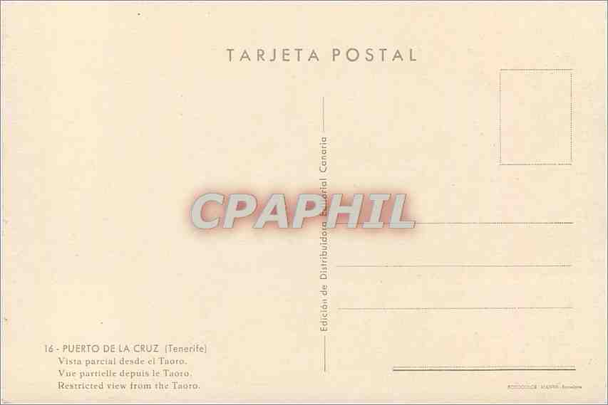 CPM Puerto de la Cruz Tenerife Vue partielle depuis le Taoro  — Rückseite