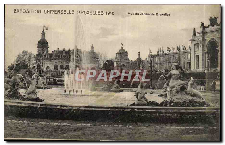 Exposition Universelle Bruxelles-Brussels-Belgique-Belgium-1910- Vue du jardin de Bruxelles-CPA