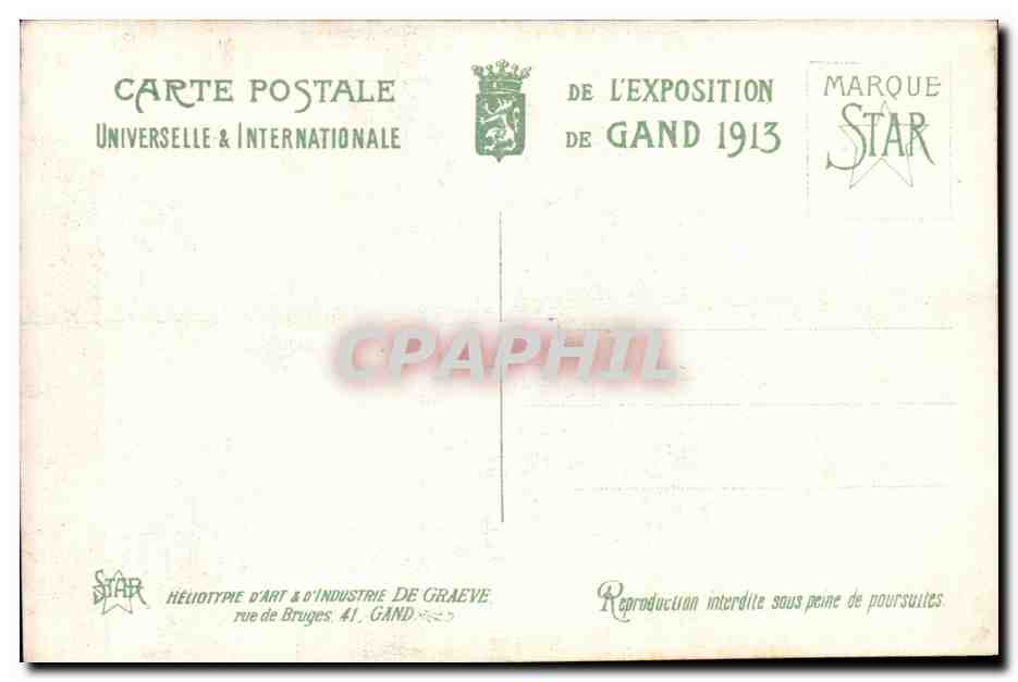 Exposition Universelle Gand-Ghent-Belgique-Belgium--1913- Le Palais des Beaux-Arts-CPA — Rückseite