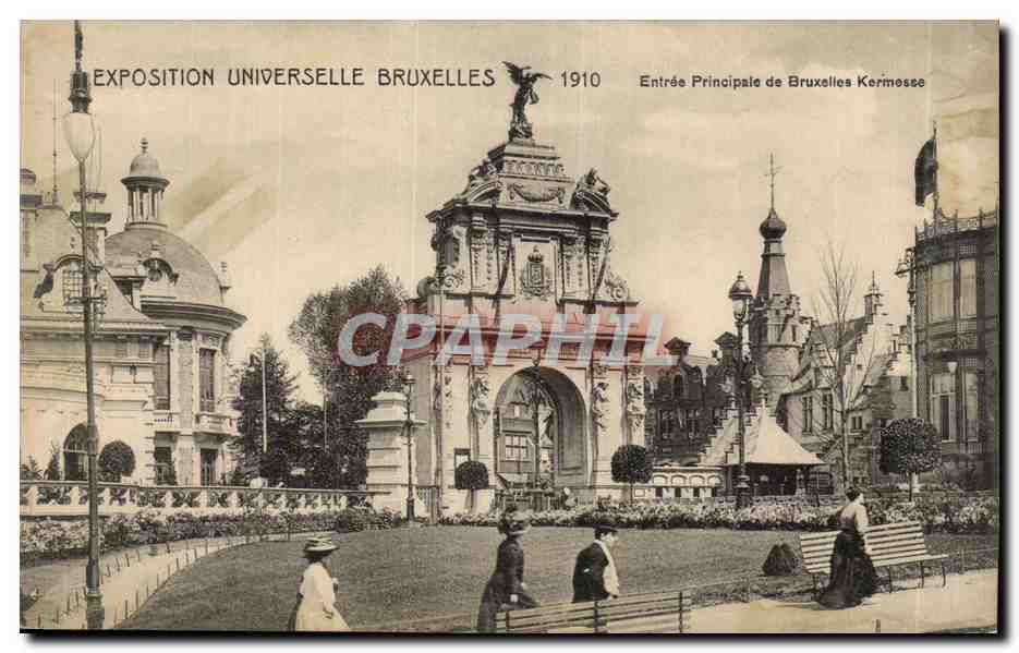Exposition Universelle Bruxelles-Brussels-Belgique-Belgium-1910- Entree Principale et Bruxelles Kermesse-CPA