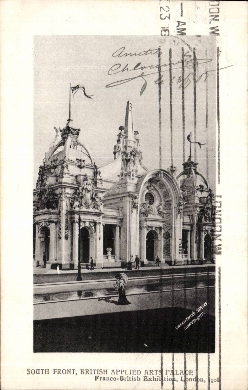 London-England-Angleterre- South Front British Applied Arts Palace- Franco-British Exhibition 1908-CPA