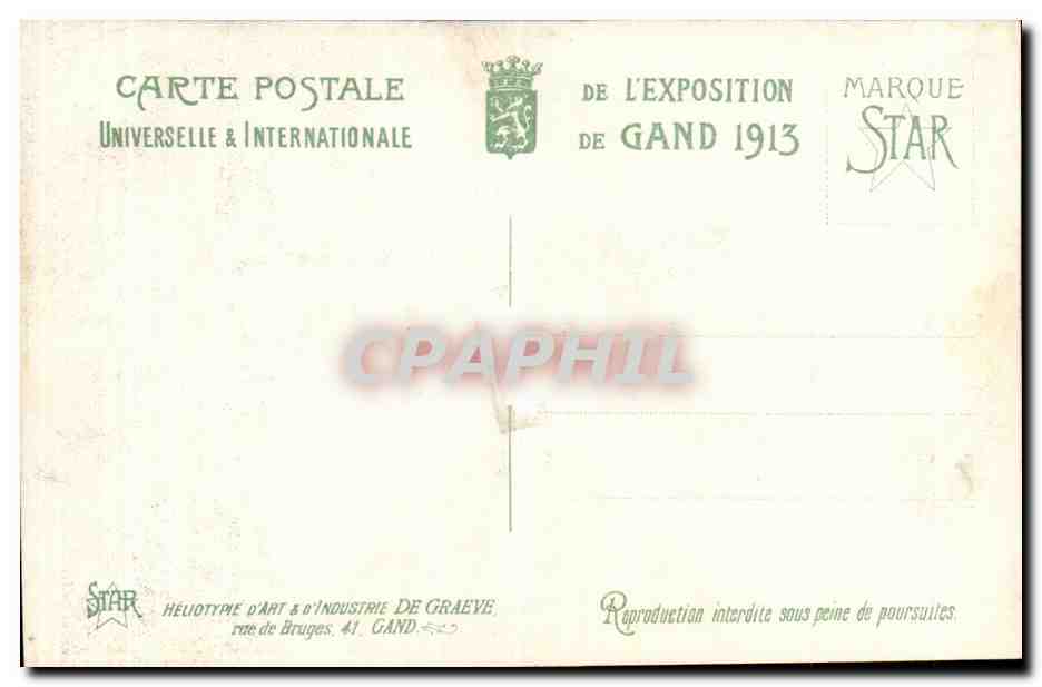 Exposition Universelle de Gand-Ghent-Belgique-Belgium-1913-Le Pavillion de la Ville de Paris-CPA — Rückseite