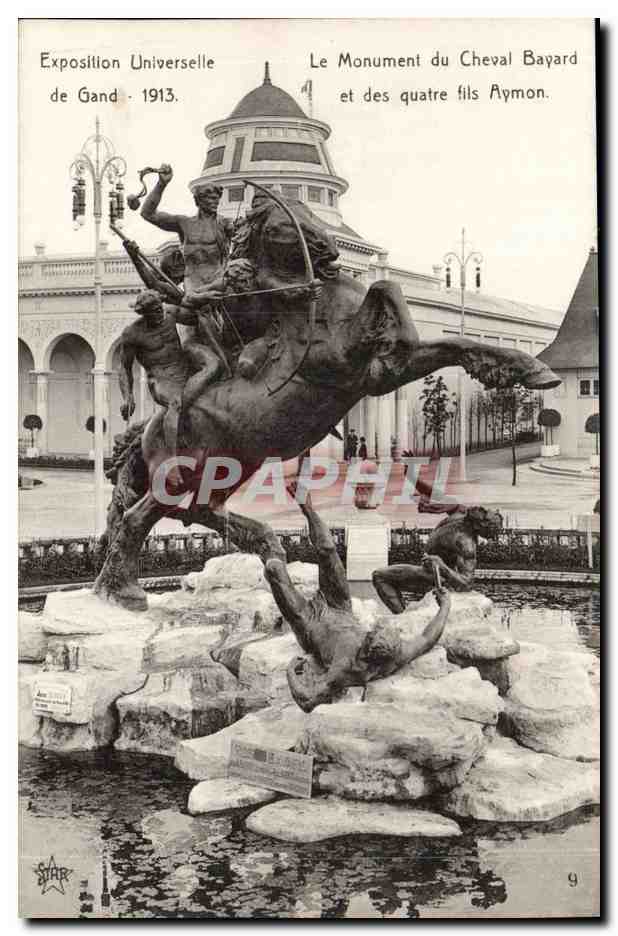 Monumento del Caballero Bayard y de los cuatro hijos Aymon — Exposición Universal de Gante 1913 — editor STAR