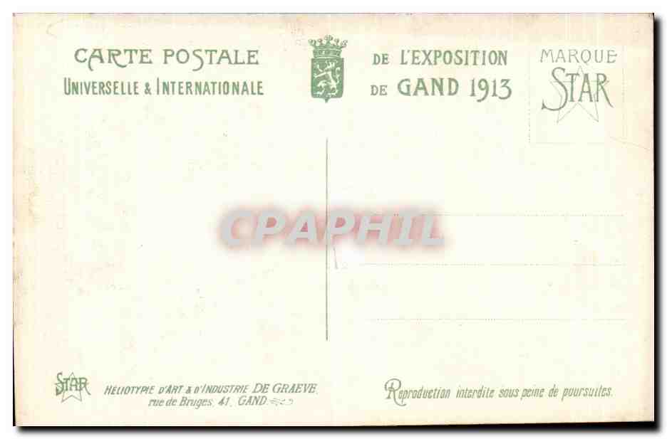 Exposition Universelle de Gand-Ghent-Belgique-Belgium-1913- Le Pavillion de la Ville de Paris -CPA — Rückseite