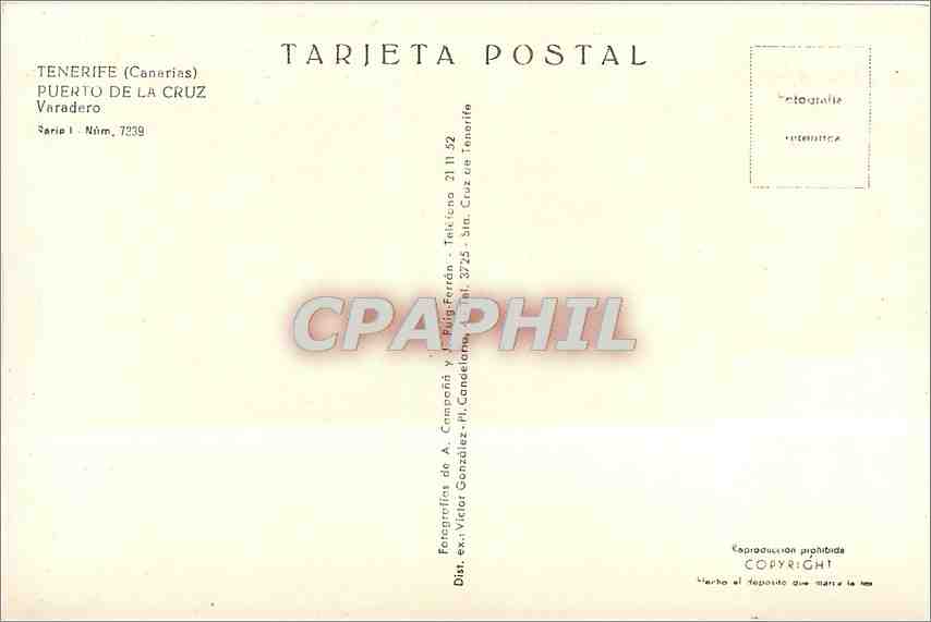 CPM Tenerife Canarias Puerto de la Cruz Varadero  — Rückseite