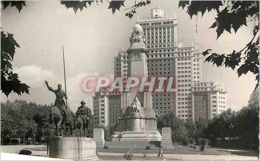 CPM Madrid Place d'Spagne Monument a Cervantes 