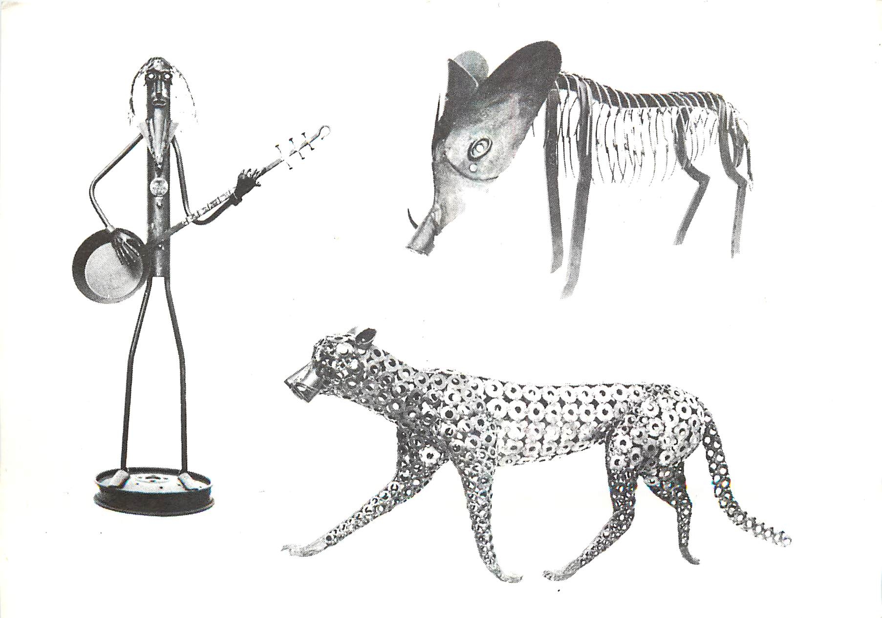 CPM Ferro Sculptures de Maurice Louis Lapouge La Croix du Rat Castels Guepard  Sanglier Musicien