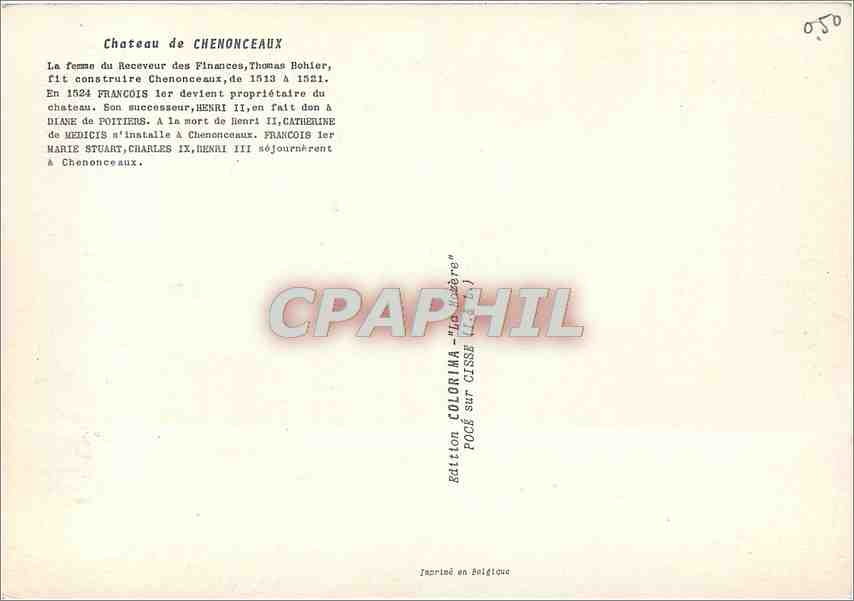 CPM Chateau de Chenonceaux La femme du Receveur des Finances Thomas Bohier  — Rückseite