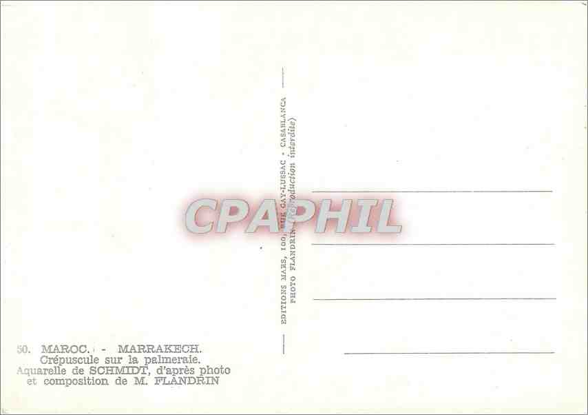CPM Maroc Marrakech Crepuscule sur la palmeraie — Rückseite