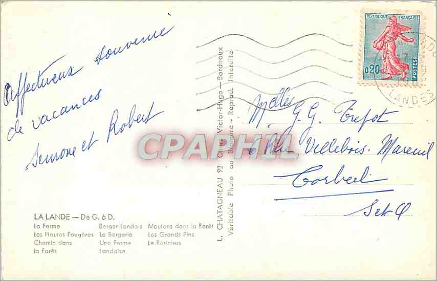 CPM La Lande La Ferme Berger Landais  — Rückseite