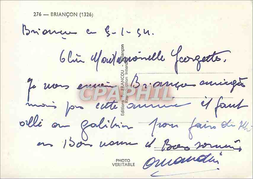 BRIANÇON (1326) — vue hivernale enneigée — Editions FRANCOU — Reverso