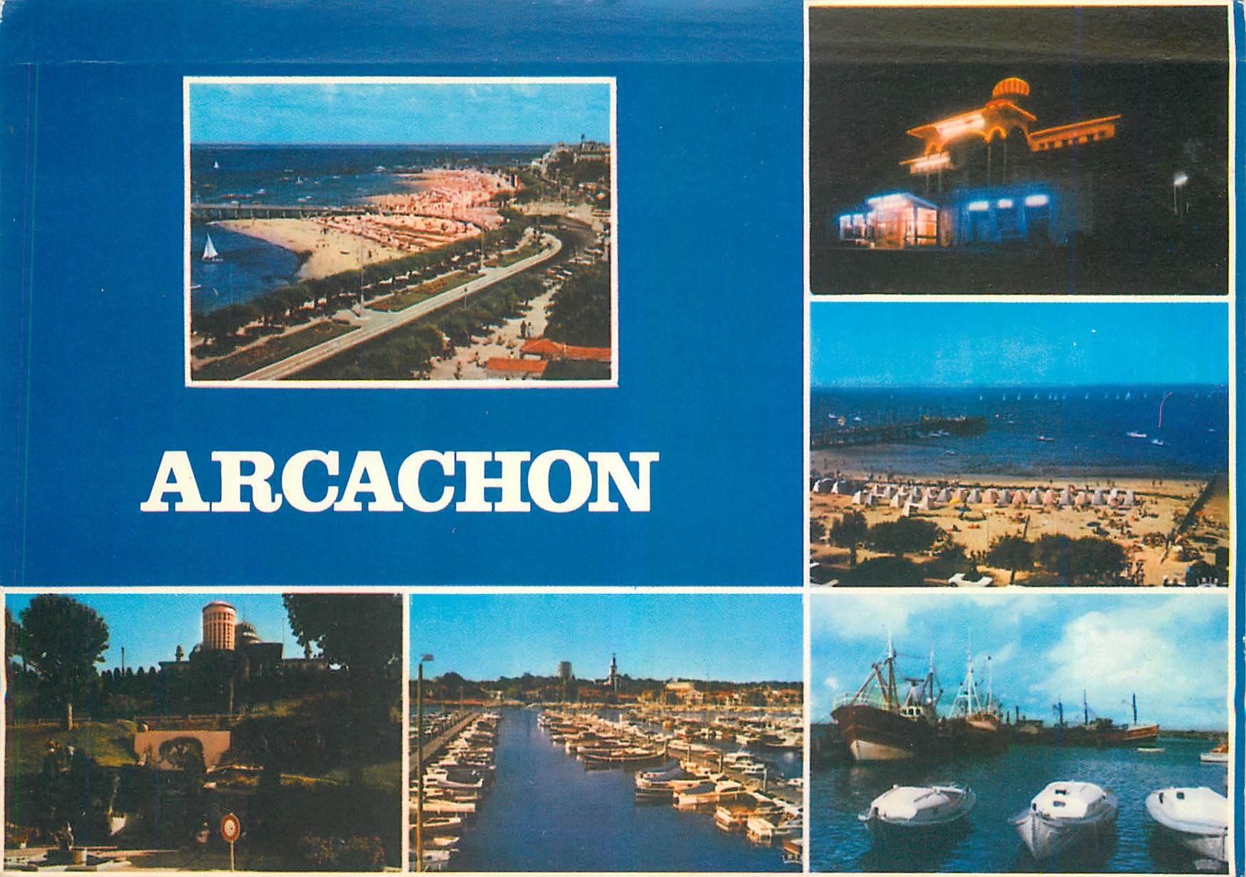 CPM Bassin d'Arcachon La jetee et la plage Le casino 