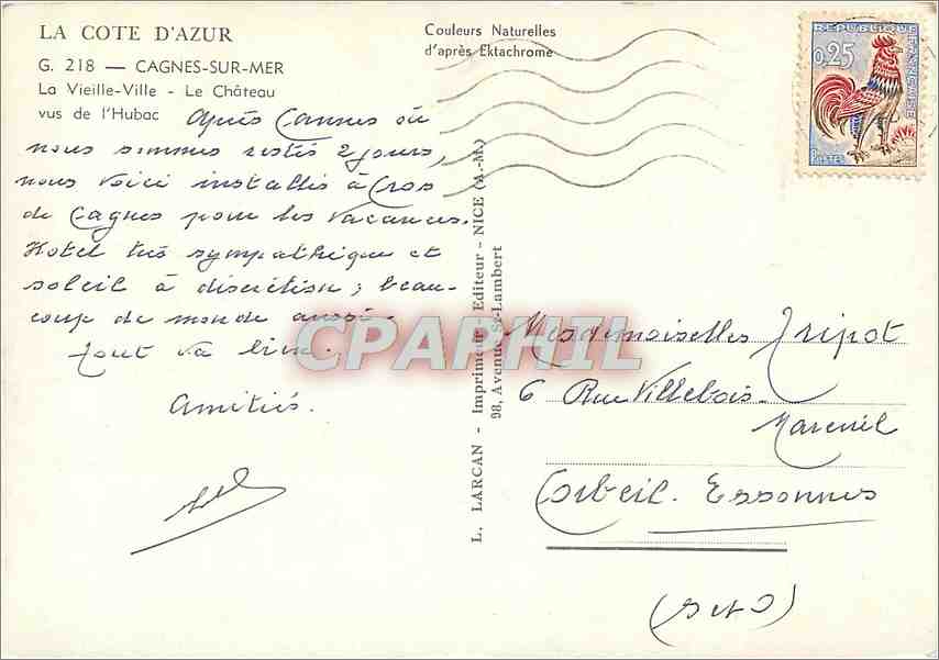 CPM Cagnes sur Mer La Vieille Ville Le Chateau vus de l'Hubac  — Verso