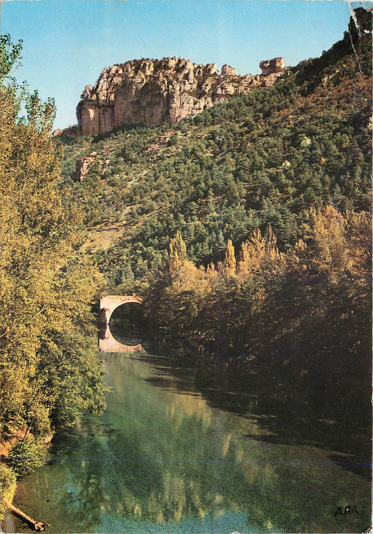 CPM En parcourant les Gorges du Tarn Le Tarn au Rozier domine par la masse imposante des falaises 