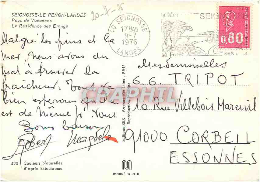 CPM Seignosse Le Penon Landes Pays de Vacances La Residence des Etangs  — Rückseite