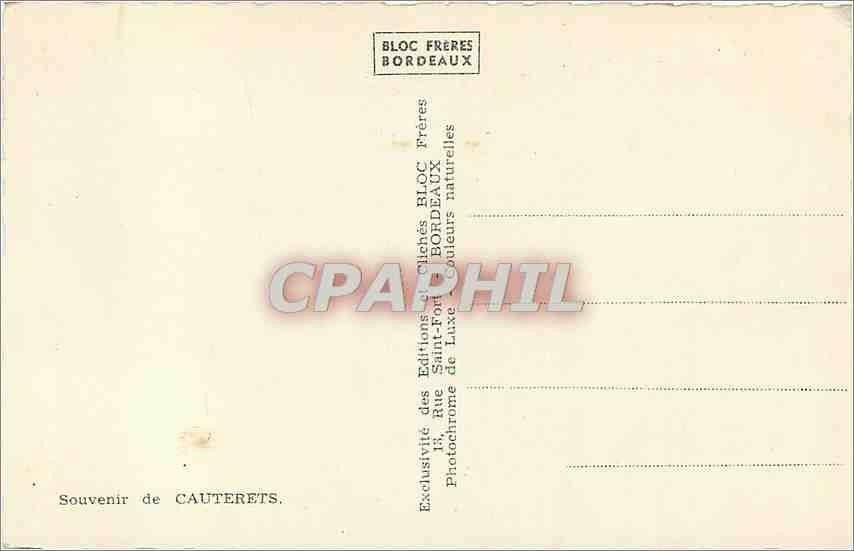 CPM Souvenir de Cauterets  — Rückseite