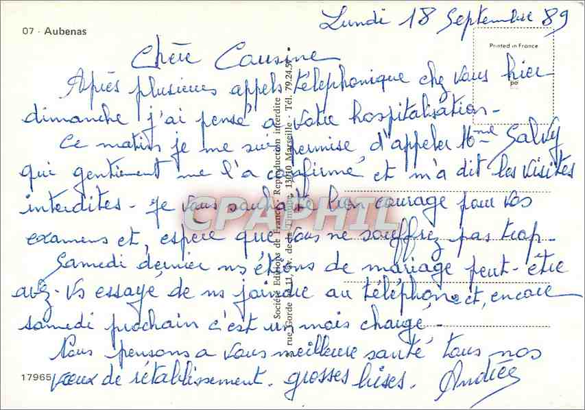 CPM Aubenas  — Rückseite