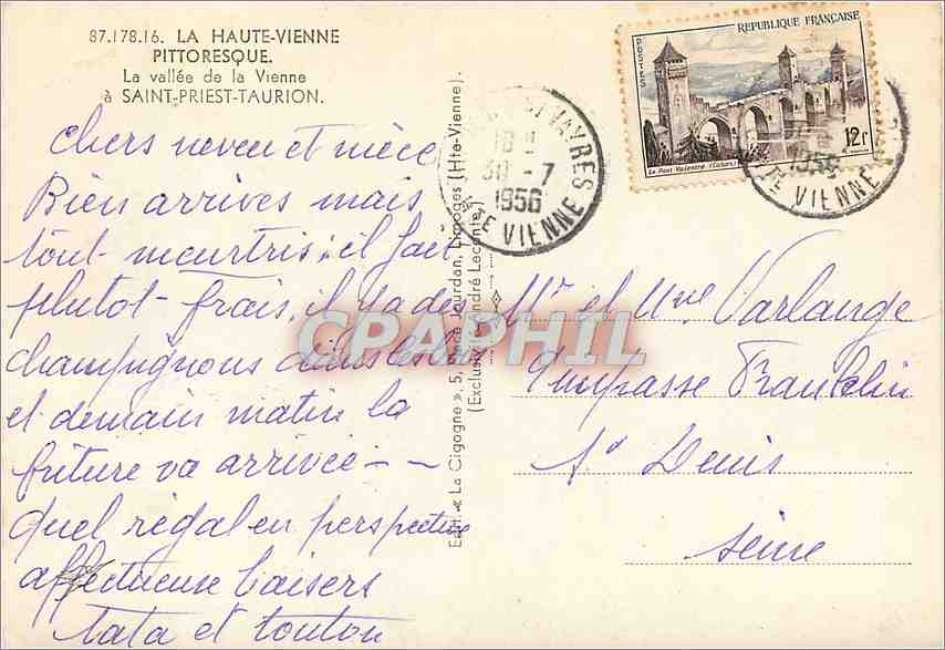 CPM La Vallee de la Vienne a Saint Priest Taurion  — Rückseite