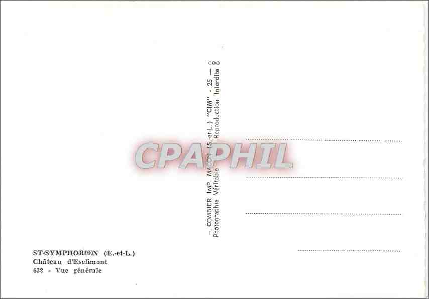 CPM St Symphorien E et L Chateau d'Eselimont Vue generale  — Verso