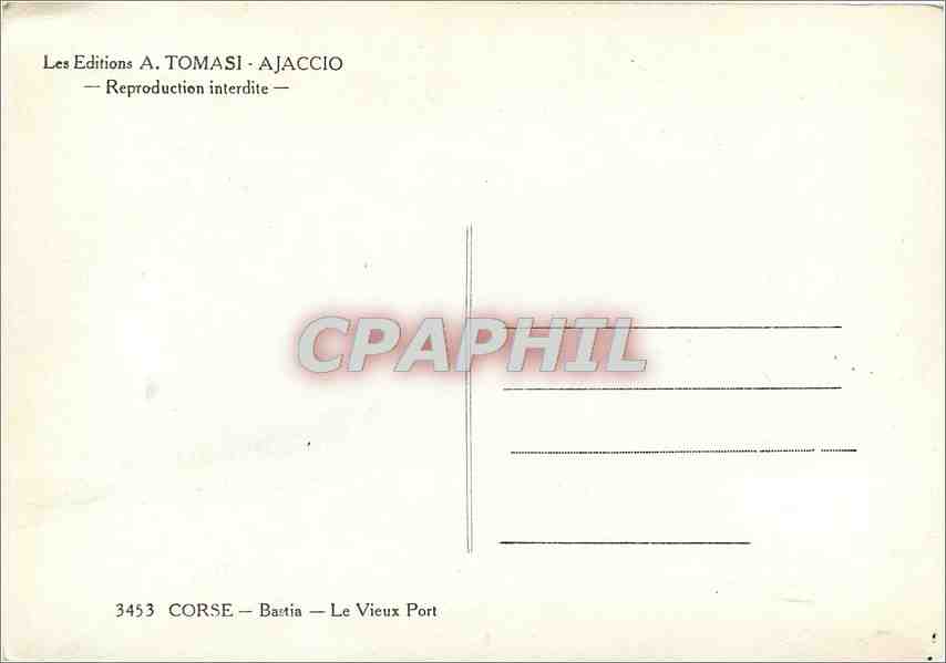 CPM Corse Bastia Le Vieux Port  — Back
