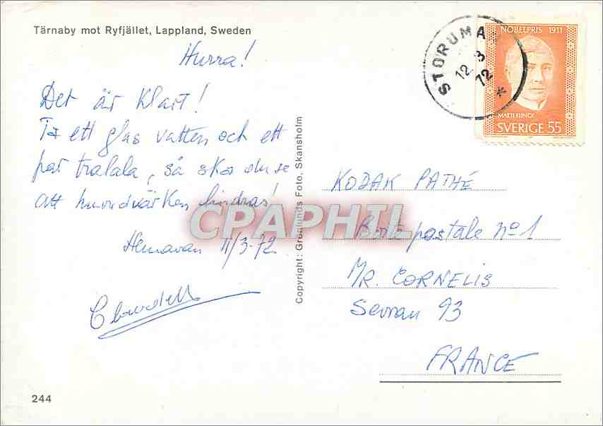 CPM Tarnaby mot Ryfjallet Lappland Sweden  — Verso