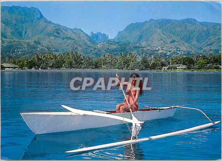 CPM Promenade on a small canoe Polynesie Francaise