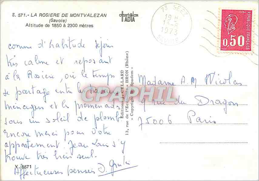 CPM La Roseiere de Montvalezan Savoie  — Back