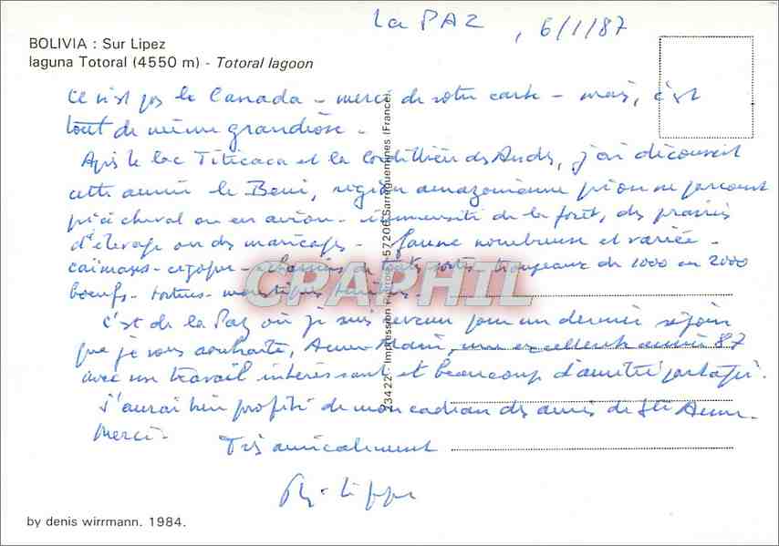 CPM Bolivia Sur Lipez Laguna Tototal  — Back