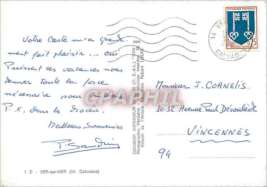 CPM Vec sur Mer Calvados Lion — Rückseite