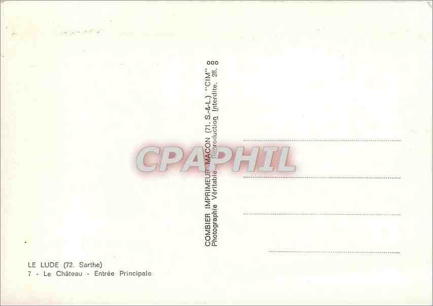 CPM Le Lude Sarthe Le Chateau Entree principale  — Rückseite