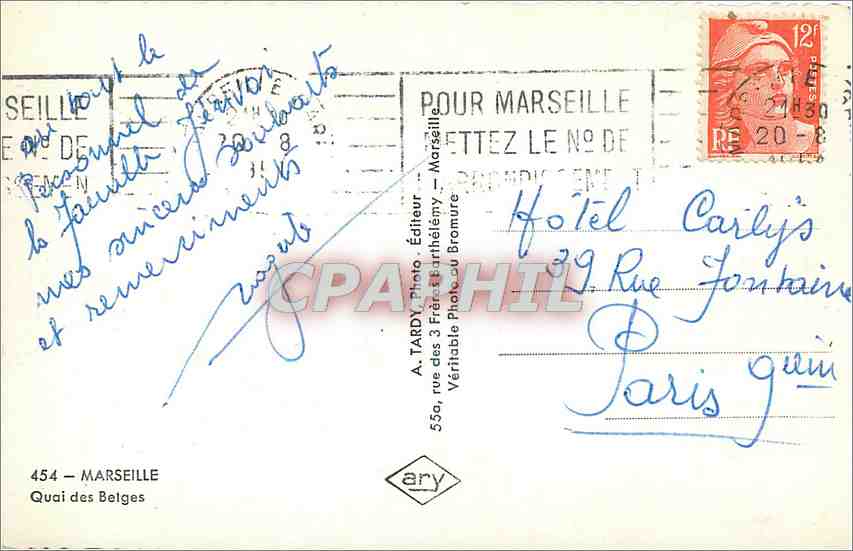 CPM Marseille Quai des Belges  — Rückseite
