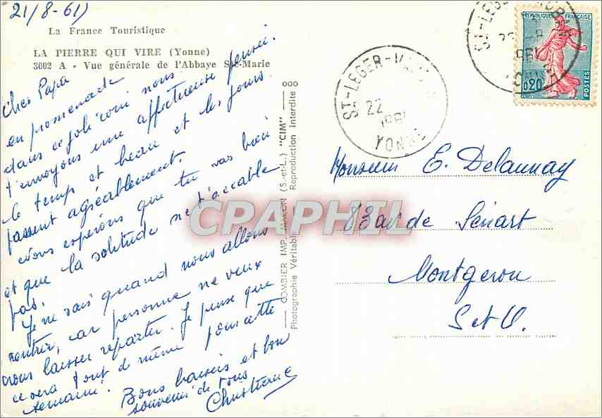 CPM La Pierre Qui Vire Yonne Vue generale de l'Abbaye Ste Marie  — Rückseite