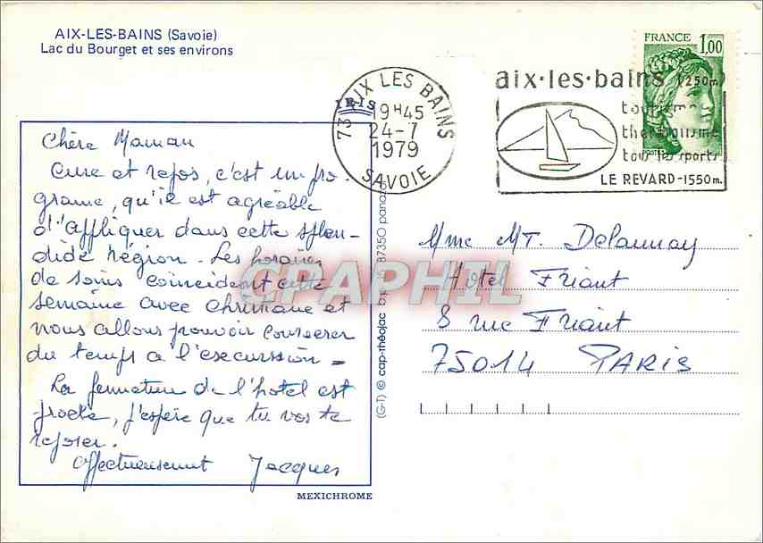 CPM Aix les Bains Savoie Lac du Bourget et ses environs  — Rückseite