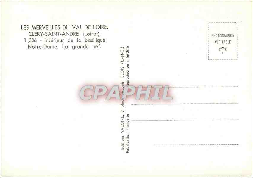 CPM Les Merveilles du Val de Loire  — Rückseite