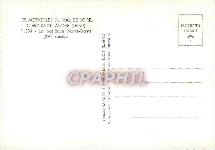 CPM Les Merveilles du Val de Loire Clery Saint Andre Loiret  — Rückseite
