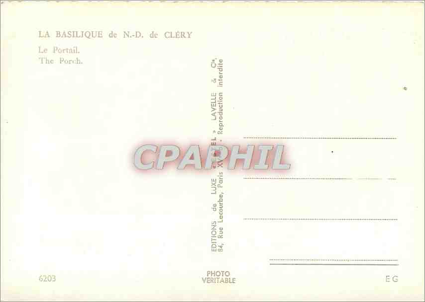 CPM La Basilique de ND de Clery Le Portail  — Rückseite