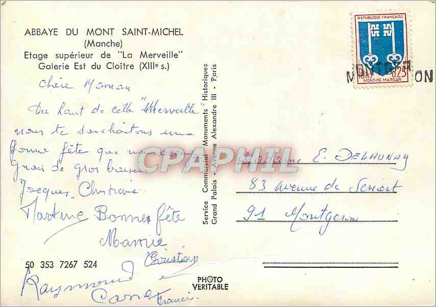 CPM Abbaye du Mont Saint Michel Manche  — Verso