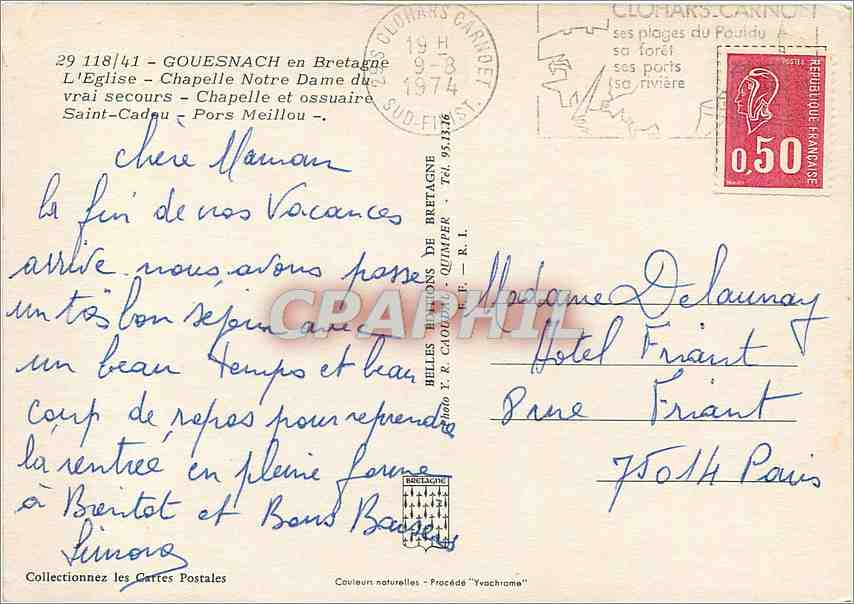 CPM Gouesnach sur Les Rives de l'Odet  — Rückseite