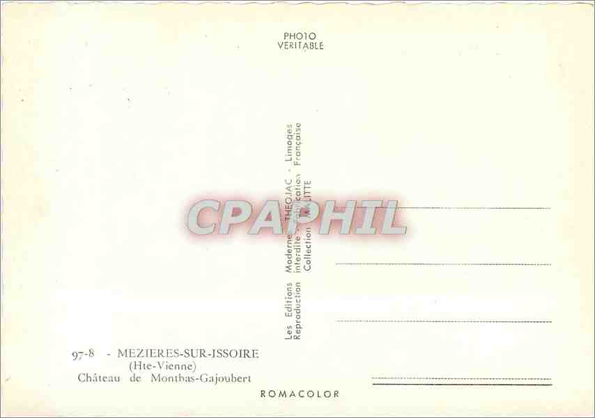CPM Mezieres sur Issoire Hte Vienne Chateau de Monthas Gajoubert  — Rückseite