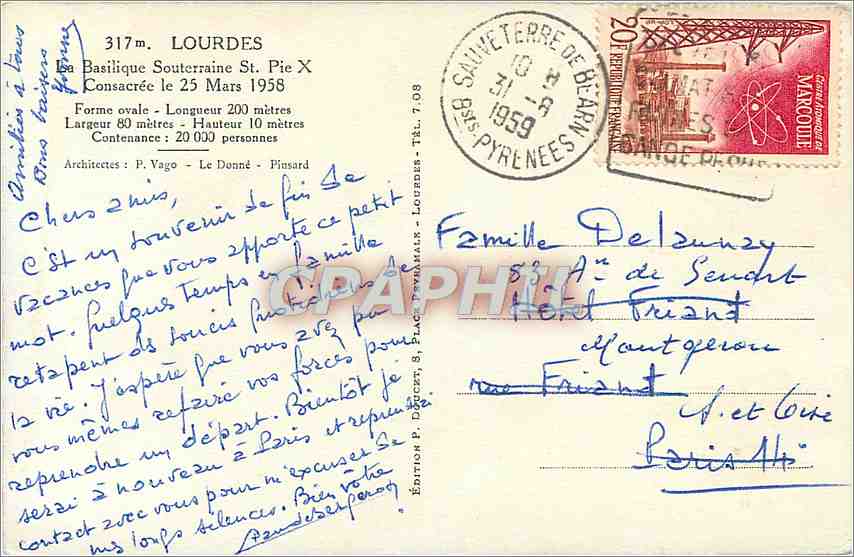 CPM Lourdes La Basilique Souterraine St Pie X  — Verso