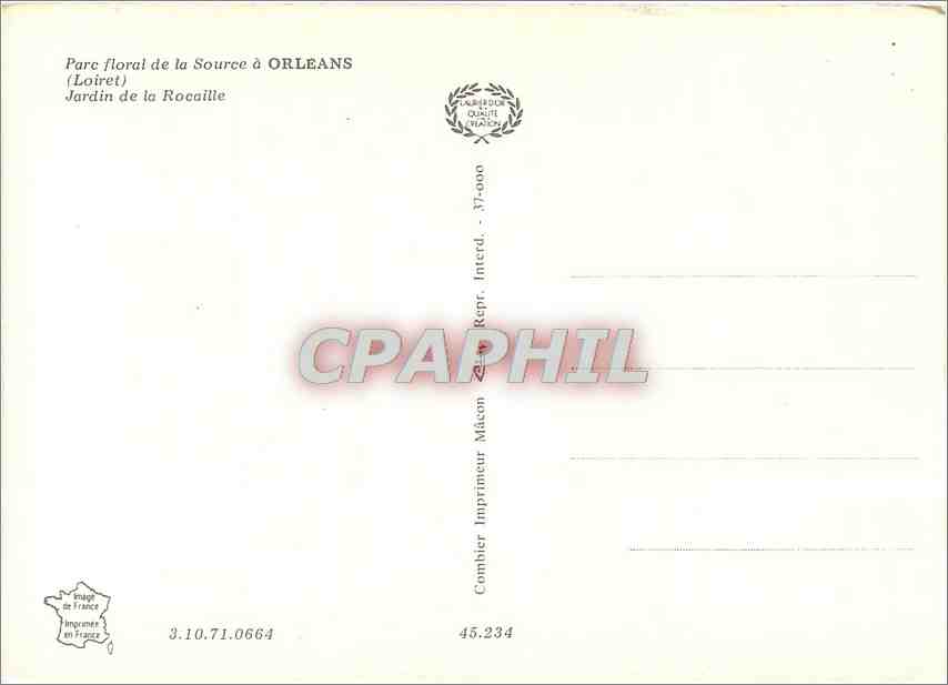 CPM Parc floral de la Source a Orleans Loiret Jardin de la Rocaille  — Verso