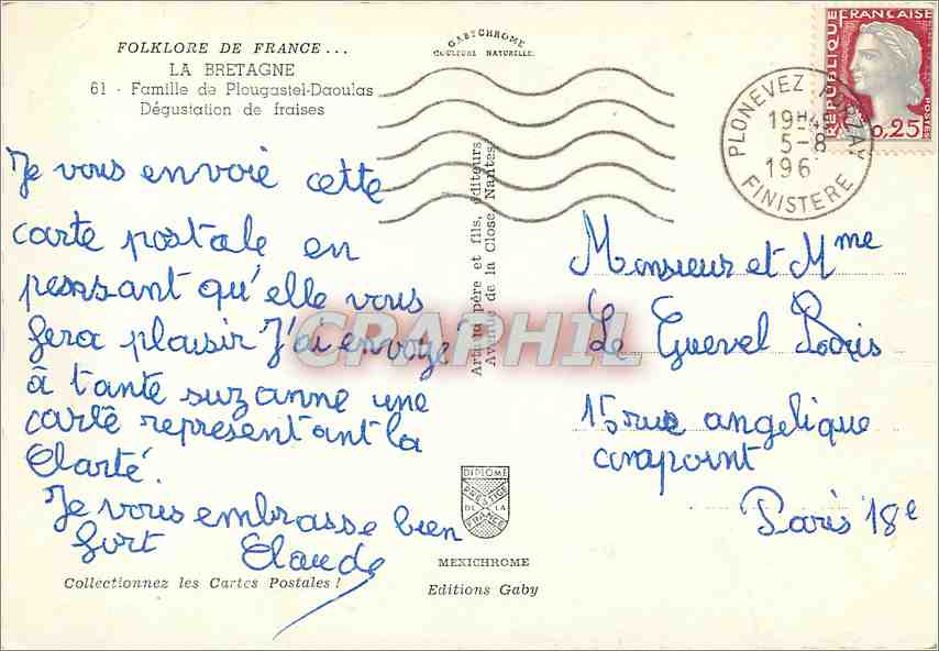 CPM La Bretagne Famille de Plougastel Daoulas Folklore — Rückseite