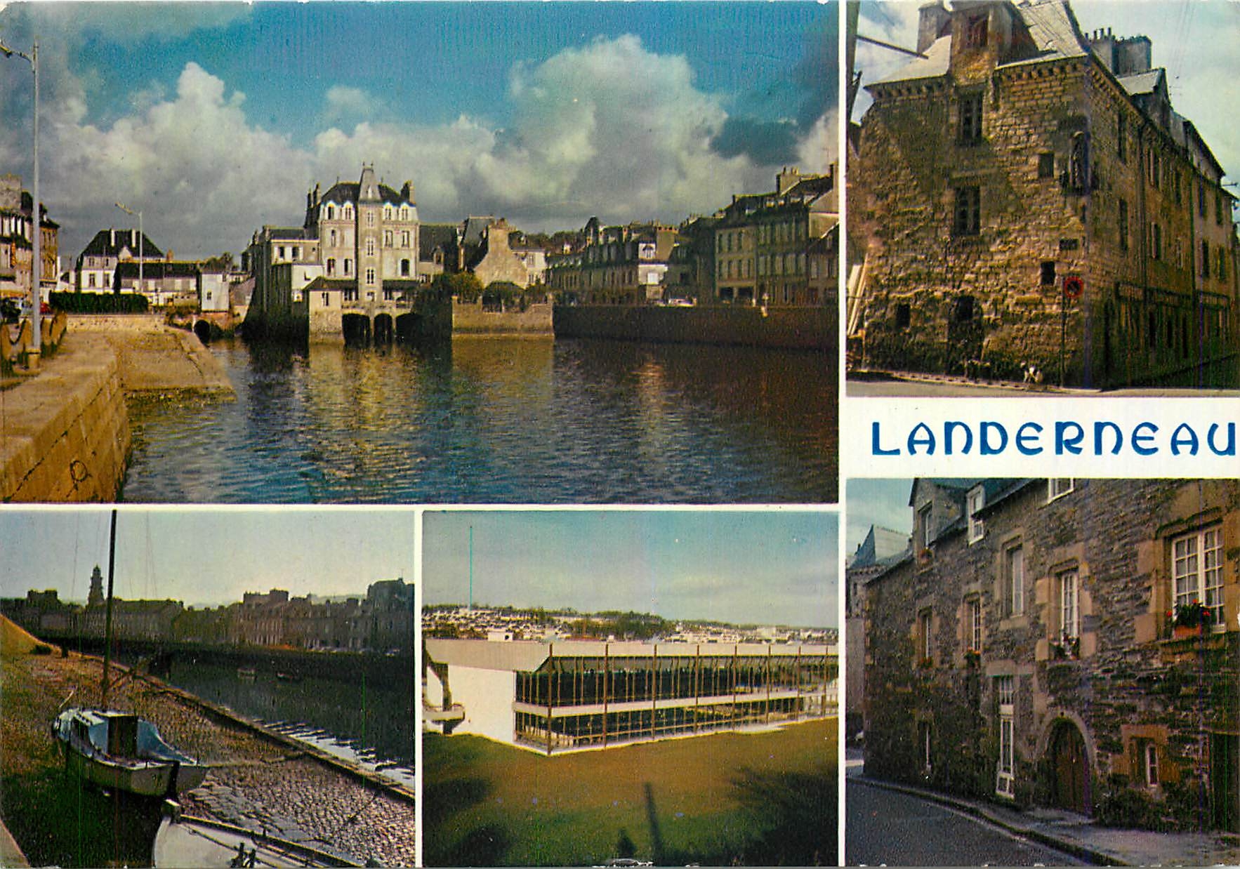 CPM Landerneau Les quais les vieux quartier et la piscine 