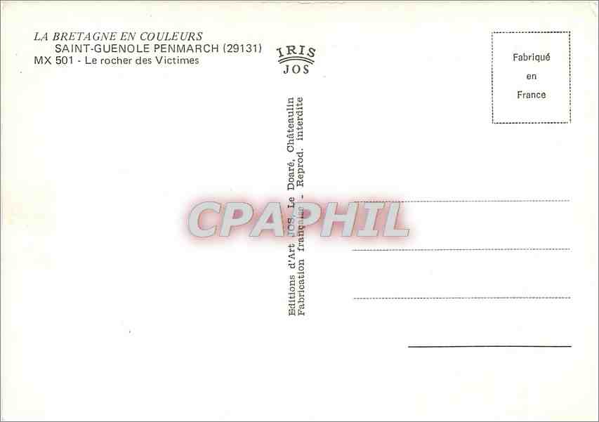 CPM Saint Guenole Penmarch Le Rocher des Victimes  — Rückseite